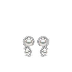Серьги Trend из белого золота с жемчугом и бриллиантами