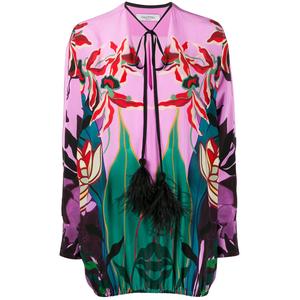 Блузка Mirrored Orchid Ramage с перьями