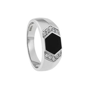 HABIB Octagen Черный оникс и бриллиант Мужское кольцо в 925 серебре палладий 270981124(PLD)-ONYX