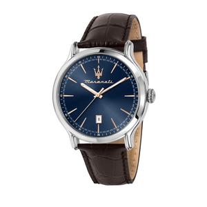 【Гарантия 2 года】Maserati Epoca 42 мм синий циферблат Sunray мужские кварцевые часы R8851118016 с люминесцентными стрелками