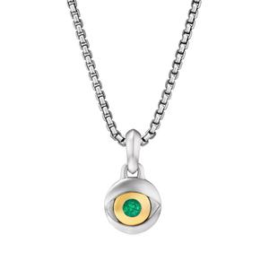 Серебряная подвеска Evil Eye с изумрудом (14.5 мм)