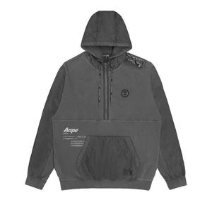 Зип-апы AAPE Moonface Panelled Half-Zip Hoodie 'Черный'