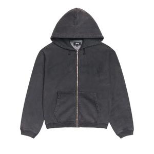 Толстовка на молнии Stussy Faded Graphic Zip Hoodie 'Вымытый Черный'