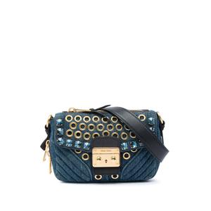 Джинсовая сумка через плечо Denim Grommet and Crystal Embellished Biker (2010-2026 годы)