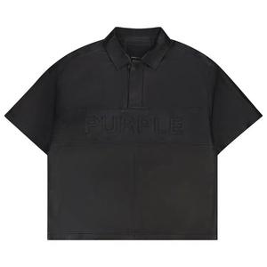 Поло PURPLE BRAND Leather Short-Sleeve Polo 'Black'