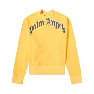 Свитера Palm Angels Vintage Wash Curved Logo Crew «Желтый/Темно-синий»