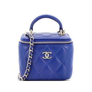 Стеганая мини-сумка через плечо Classic Top Handle Vanity Case с цепочкой