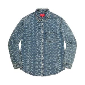 Рубашки Supreme Wrap Jacquard Logos Denim Shirt 'Синий'
