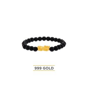 HABIB Pixiu 999/24K золотой браслет с черным агатом WWGB2800325