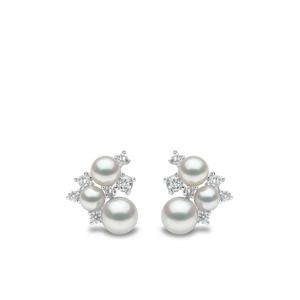 Серьги-гвоздики Trend из белого золота с бриллиантами и жемчугом