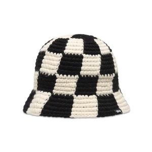 Панамы Stussy Bucket Hat Checker Knit 'Black'