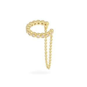 Золотая серьга-кафф с подвеской-цепочкой Pave Drop Chain