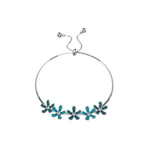 Браслет Petalia бирюзово-голубой с кристаллами SWAROVSKI® в белом золоте
