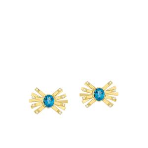 Серьги Blue Topaz Diamond Farfalle из желтого золота