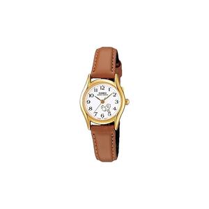 Женские аналоговые LTP-1094Q-7B7R Золотистые часы с коричневым кожаным ремешком