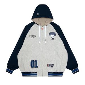Худи на молнии AAPE Moonface Embroidered Reversible Zip-Up Hoodie 'Темно-синий'