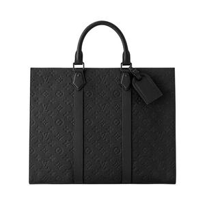 Ручки Louis Vuitton Sac Plat 24h 'Black Embossed Cowhide Monogram Taurillon Leather'