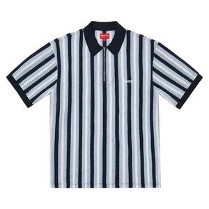 Поло Supreme Open Knit Stripe Zip Polo 'Navy'