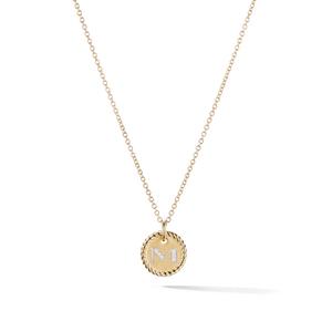 Колье M Initial Charm из желтого золота с бриллиантами