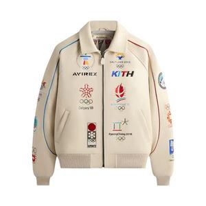 Бомберы Kith x Avirex For Olympics Heritage Leather Bomber Jacket 'Tofu'