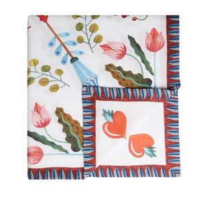 Большая льняная скатерть Turning Tulips
