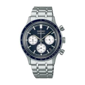 Seiko Conceptual Кварцевый хронограф с глубоким синим циферблатом и стальным браслетом SSB477P1