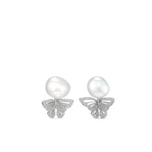 Серьги Butterfly из белого золота с жемчугом и бриллиантами