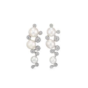 Серьги Mini Constellation из белого золота с жемчугом и бриллиантами