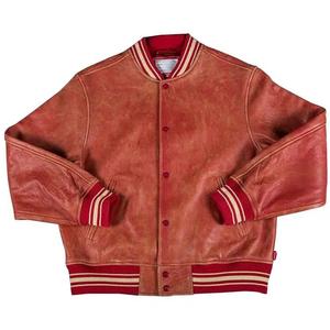 Варсити-куртки Supreme Painted Leather Varsity Jacket 'Red'