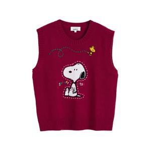 Жилет Snoopy вязки интарсия