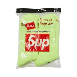 Носки и колготки Supreme x Hanes Crew Socks (4 Pack) 'Fluorescent Yellow'
