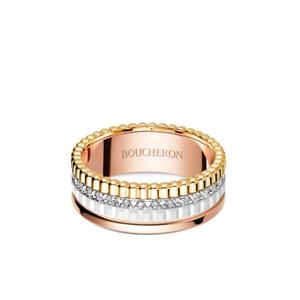 Маленькое кольцо Diamond Quatre White из золота трех видов