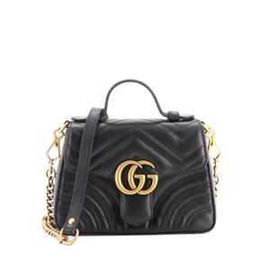 GG Marmont Top Handle Flap Bag Matelasse Leather Мини-саквояж