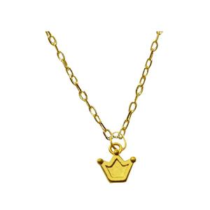 [SPECIAL] LITZ 999 (24K) Золотая Корона Подвеска С 14K Позолоченной 925 Серебряной Цепью EP0307-SN