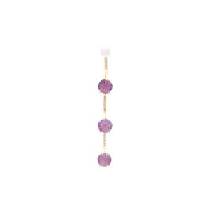 Серьга Drops из желтого золота с аметистами и жемчугом