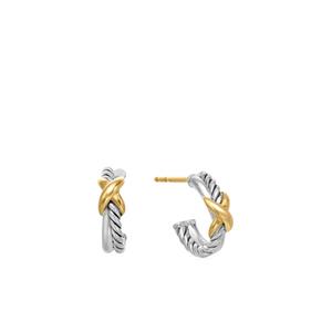 Серьги-кольца Petite X из желтого золота и серебра