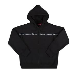 Молнии Supreme Text Stripe Zip Up Hooded Sweatshirt 'Черный'