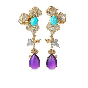 Золотые серьги Orchid с камнями