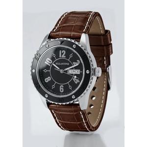 Vanessa 38mm женские стальные кварцевые часы, черный циферблат, коричневый кожаный ремешок