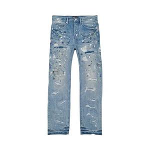 PURPLE BRAND Прямые джинсы 'Light Indigo/Heavy Repair Paint'