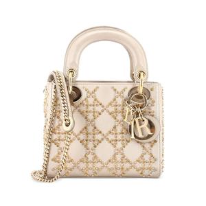 Сумка-сэтчел Lady Dior Chain Bag Crystal Embellished Cannage Quilt Leather Mini