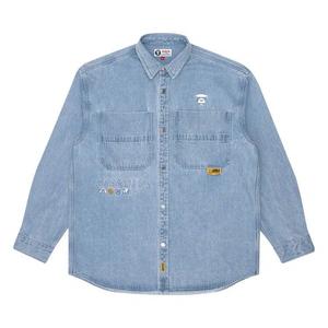 Рубашки и топы AAPE Moonface Embroidered Denim Shirt 'Blue'