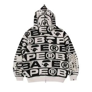 Молнии BAPE Lux Sport Pattern Shark Full Zip Hoodie «Слоновая кость»