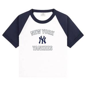 Футболка с коротким рукавом Sporty & Rich Yankees Arch Tee 'White/Dark Navy'