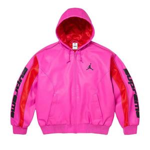 Кожаные куртки Supreme x Jordan Hooded Leather Jacket 'Pink'