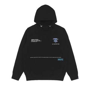 Худи AAPE Moonface Patch Drawstring Sleeve Hoodie 'Black'