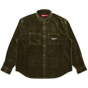 Рубашки на пуговицах Supreme Wide Wale Corduroy Snap Shirt 'Оливковый'