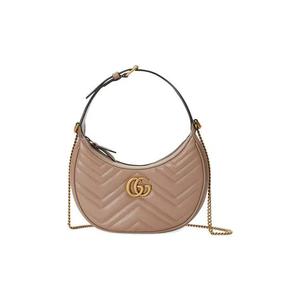 Сумки через плечо Gucci GG Marmont Half Moon Shaped Mini Bag «Фарфоровая роза»