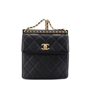 Стеганый рюкзак Top Chain CC Square Quilted Caviar