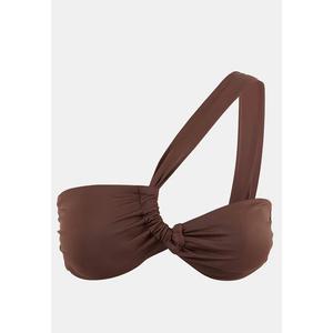 Коричневый топ-бикини без бретелек с драпировкой Tbess26Bu15